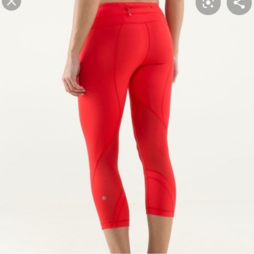 lululemon athletica Bright Red Cropped Performance Leggings